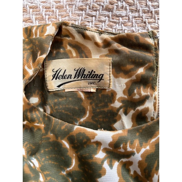 Vintage Olive Floral Sleeveless Shell Top Metal Zipper Blouse "Helen Whiting" - Picture 7 of 8